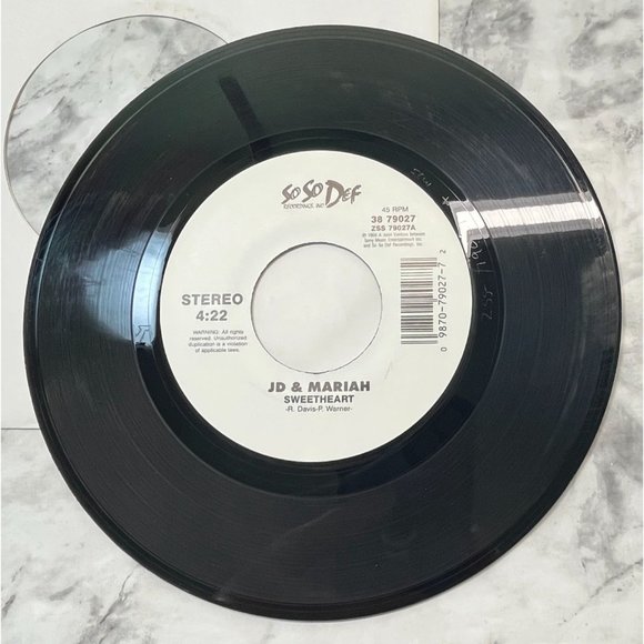 JD & Mariah Carey Sweetheart / (w/o Rap) 90s 45 Hip Hop Pop SoSo Def 1998 - Picture 4 of 6